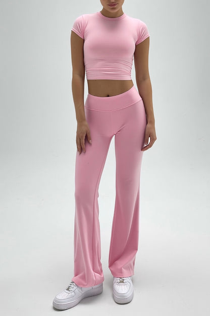 Pink Basic Straight-Cut Cotton Jersey Leggings