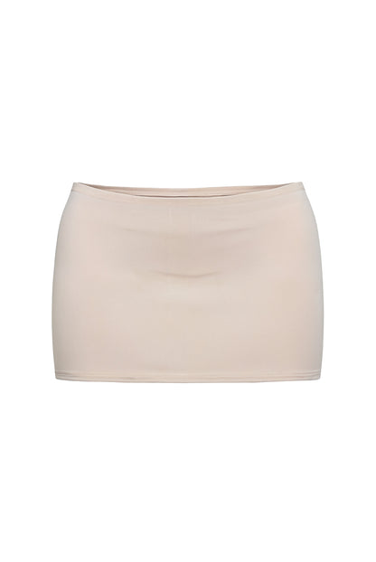 Beige Cotton Jersey Super Mini Skirt
