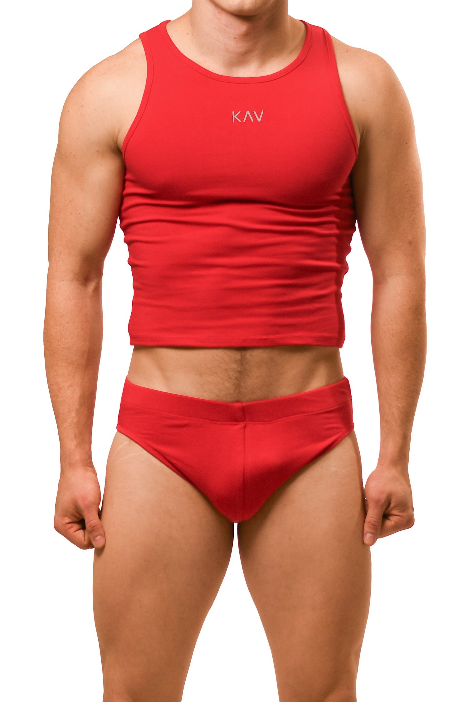 Red Magnet Tank Top Brief Set