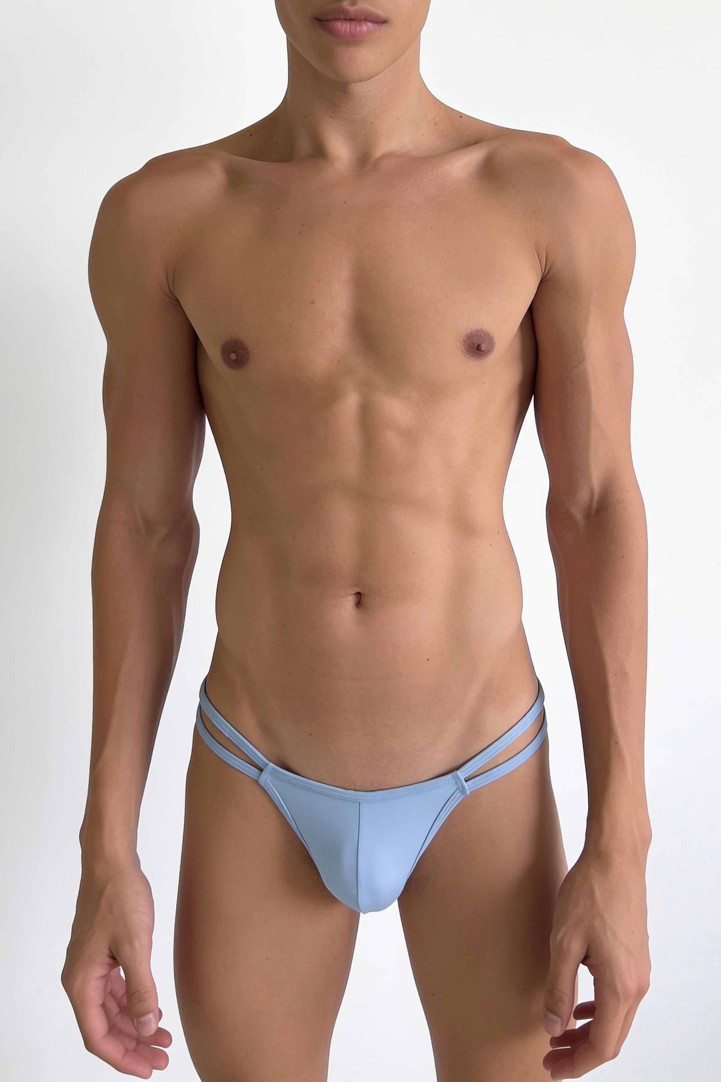 Baby Blue Men Double String G-String Thong