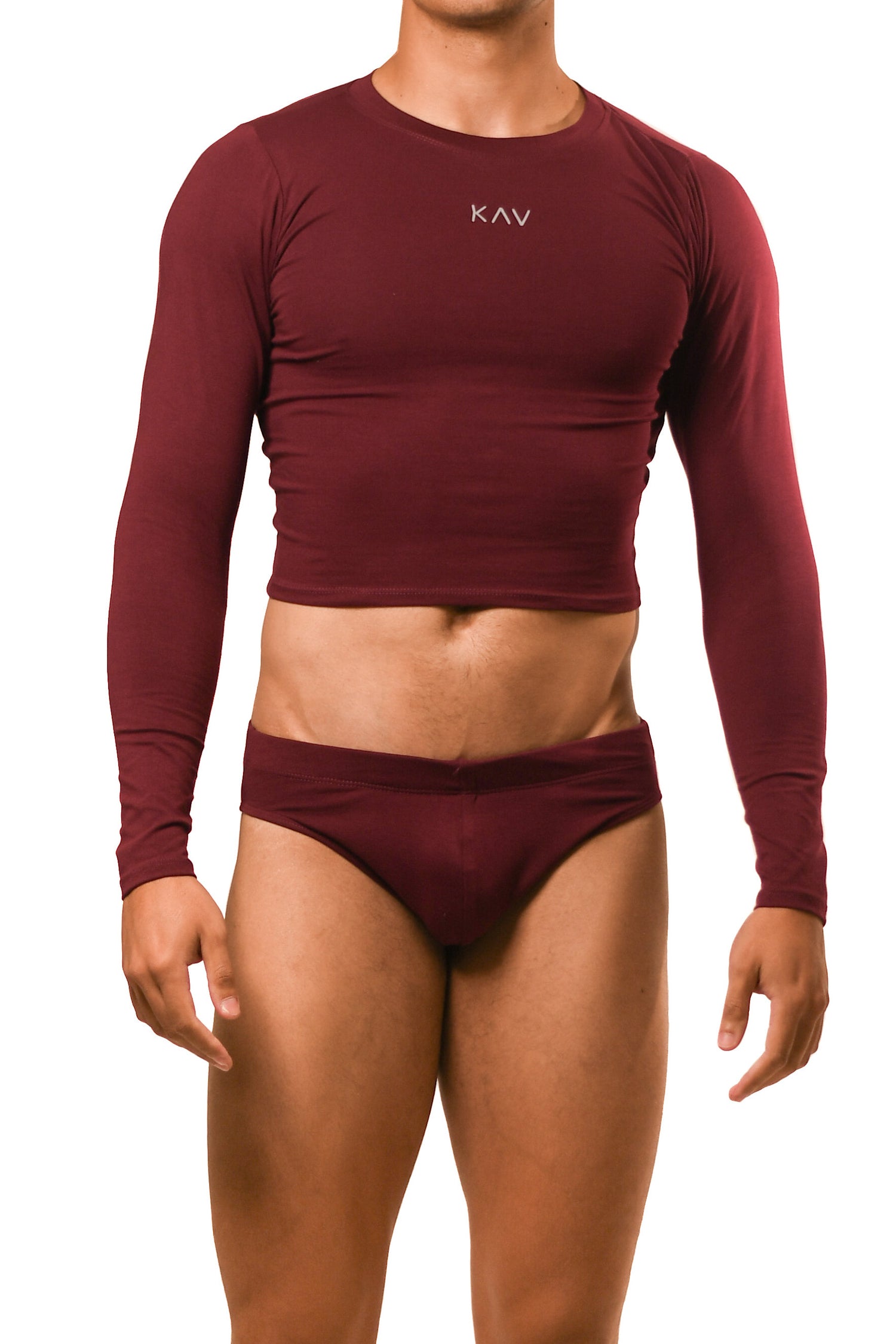 Dark Red Long Sleeve Magnet Brief Set