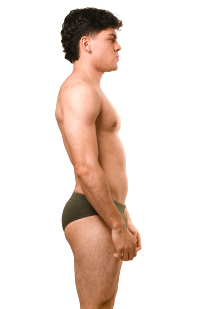Dark Green Cotton Jersey Men Brief