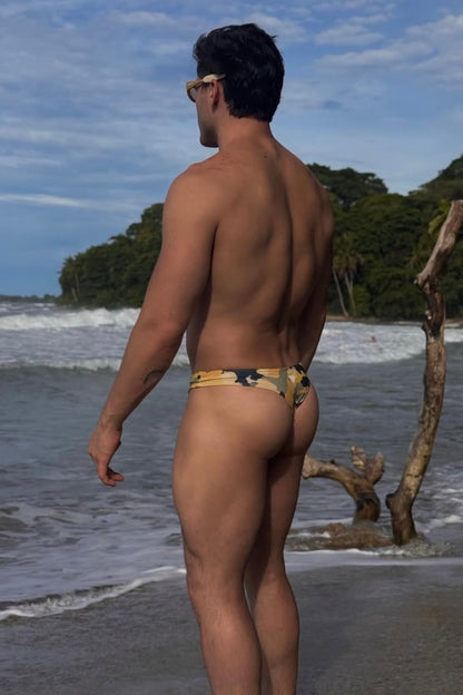Yellow Camo Devils Swim Thong