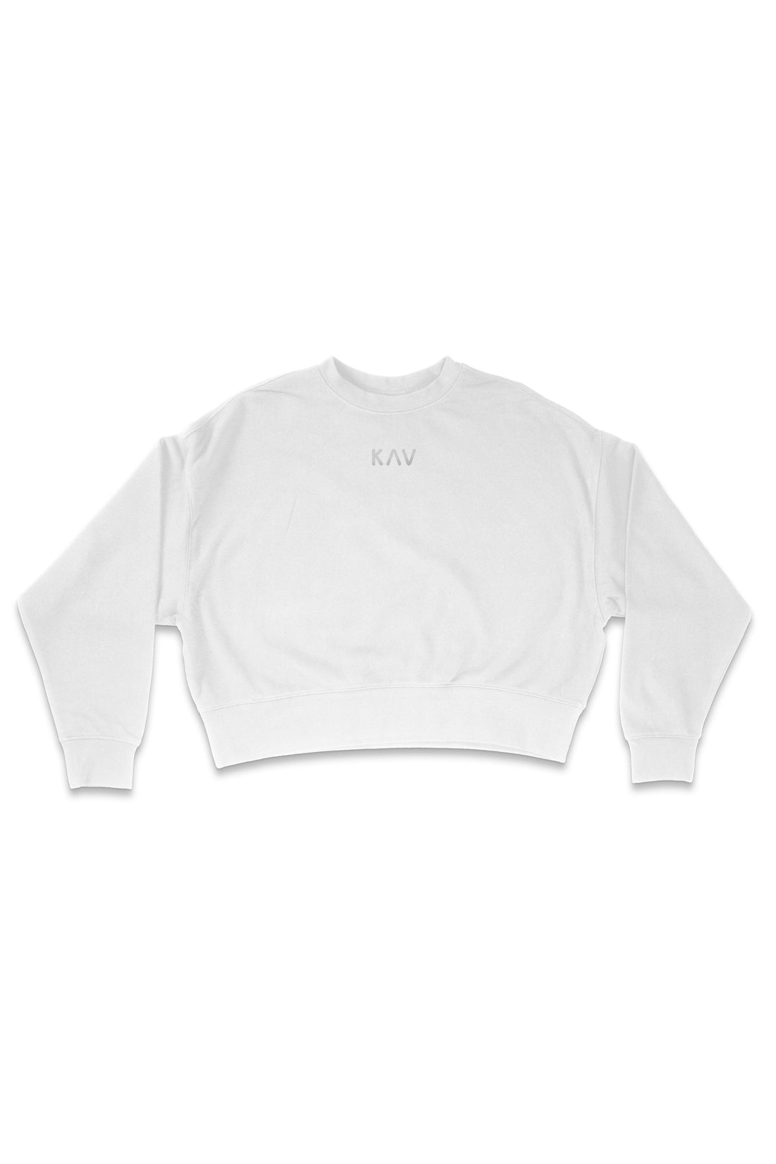 White Crop Crew Sweater