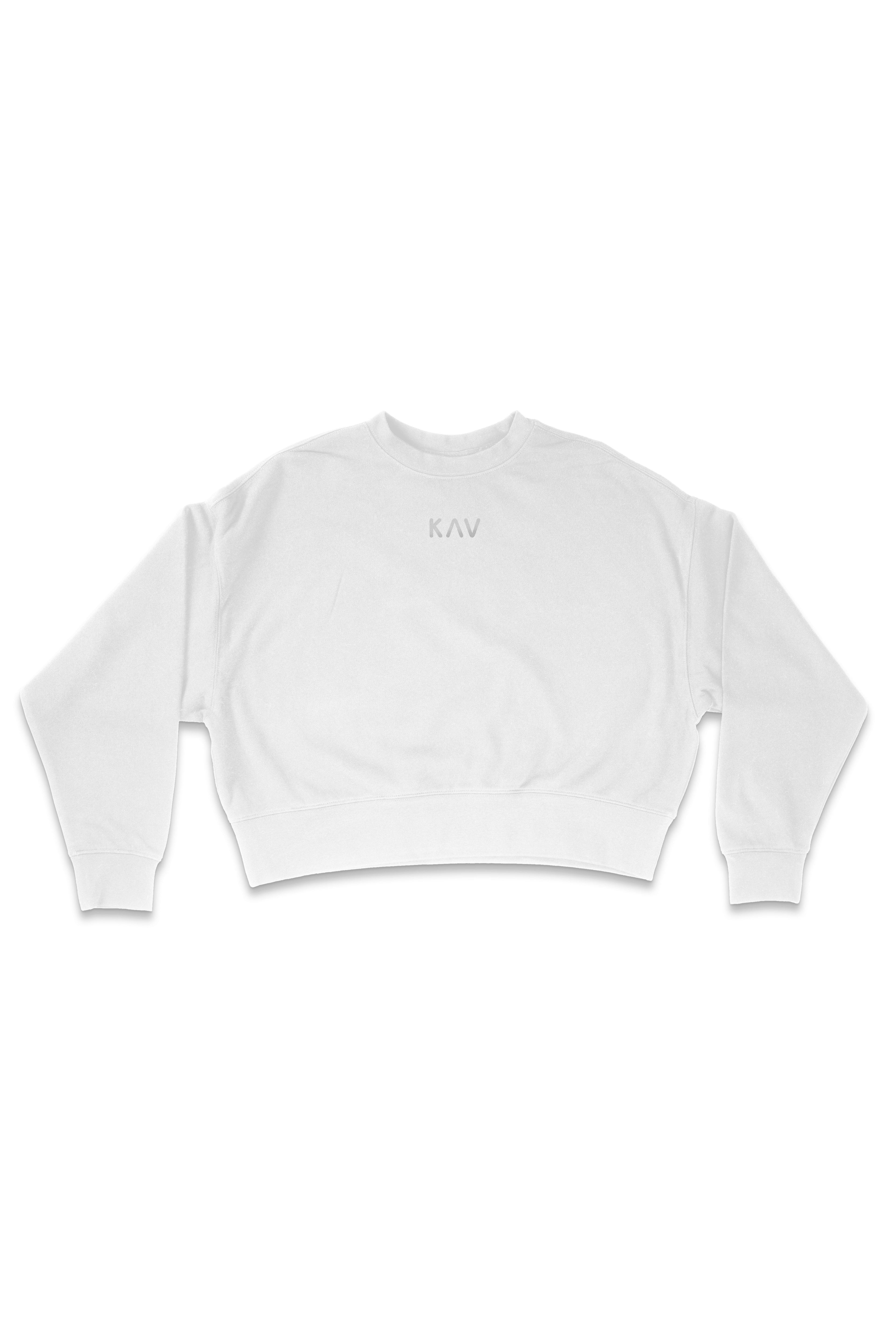 White Crop Crew Sweater