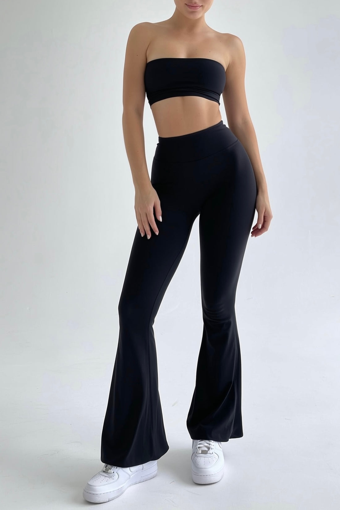 Black Seamless Straight-Cut Cotton Jersey Leggings