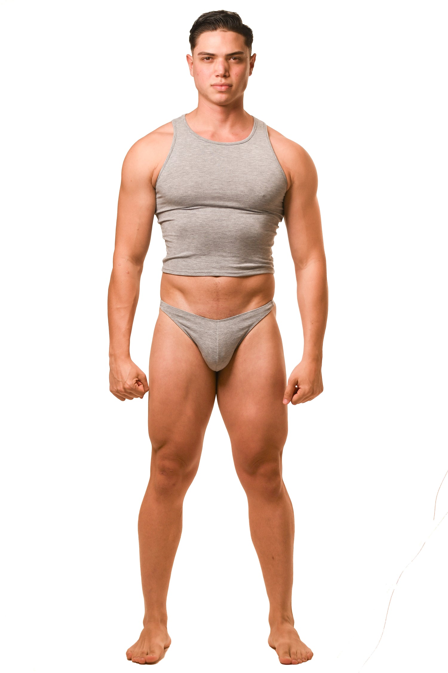 Gray Magnet Tank Top Thong Set