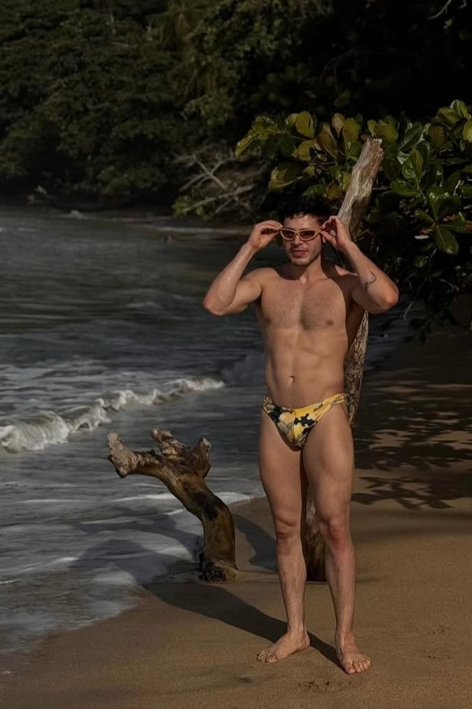 Yellow Camo Devils Swim Thong