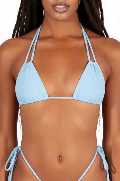 Baby Blue Double String Triangle Swim Top