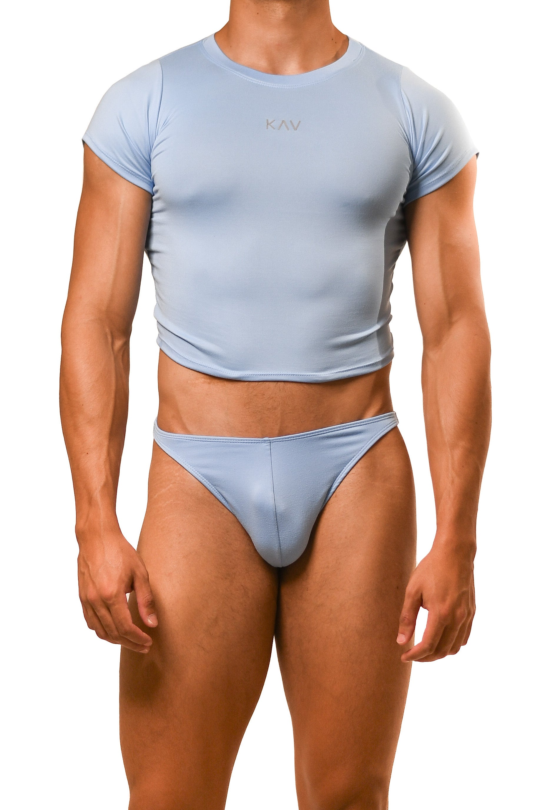 Baby Blue Baby Tee Thong Set