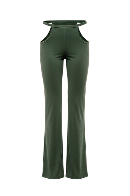 Dark Green Waistband Cutout Leggings