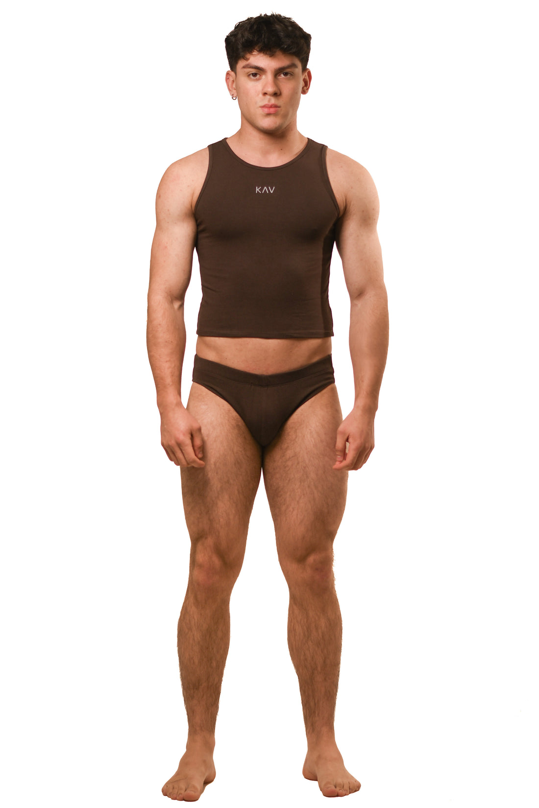 Hot Brown Magnet Brief Set