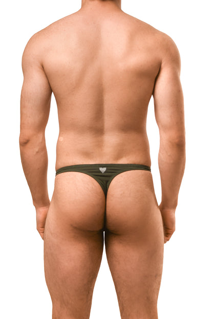 Dark Green Cotton Jersey Men Thong