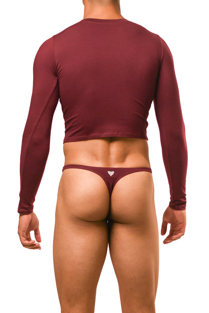 Dark Red Long Sleeve Gabriel Thong Set