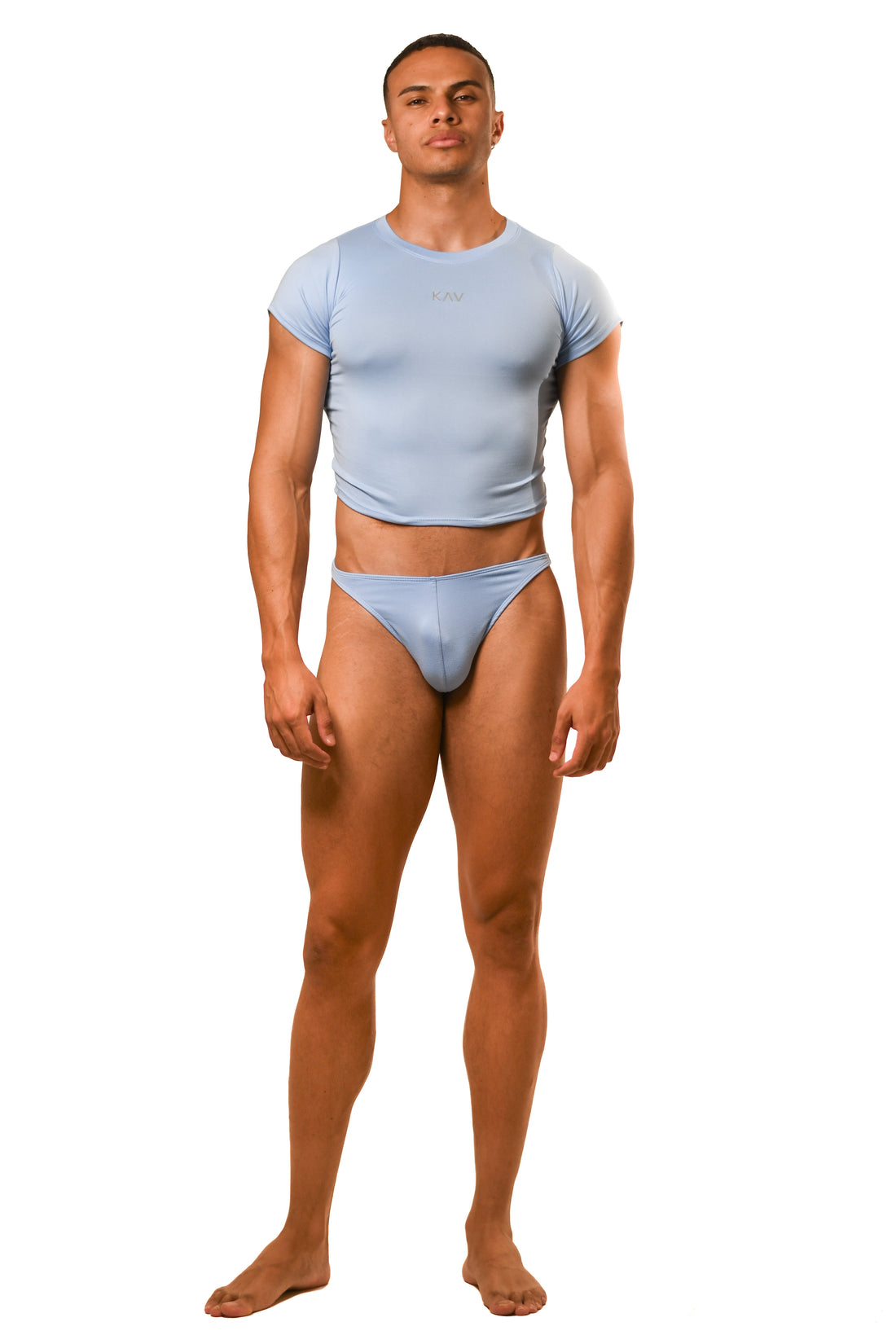 Baby Blue Baby Tee Thong Set