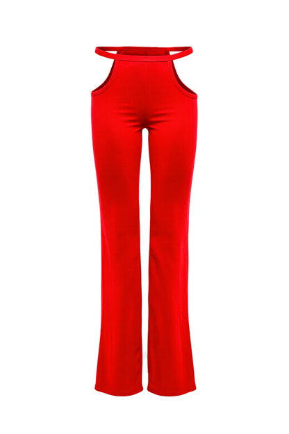Red Waistband Cutout Leggings
