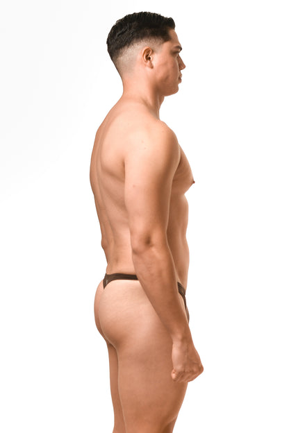Hot Brown Cotton Jersey Men Thong