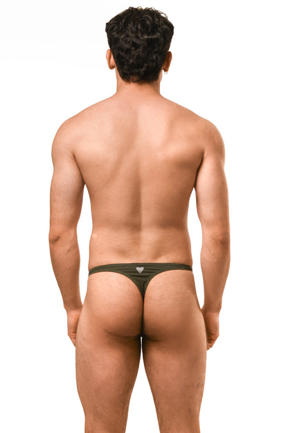 Dark Green Cotton Jersey Men Thong