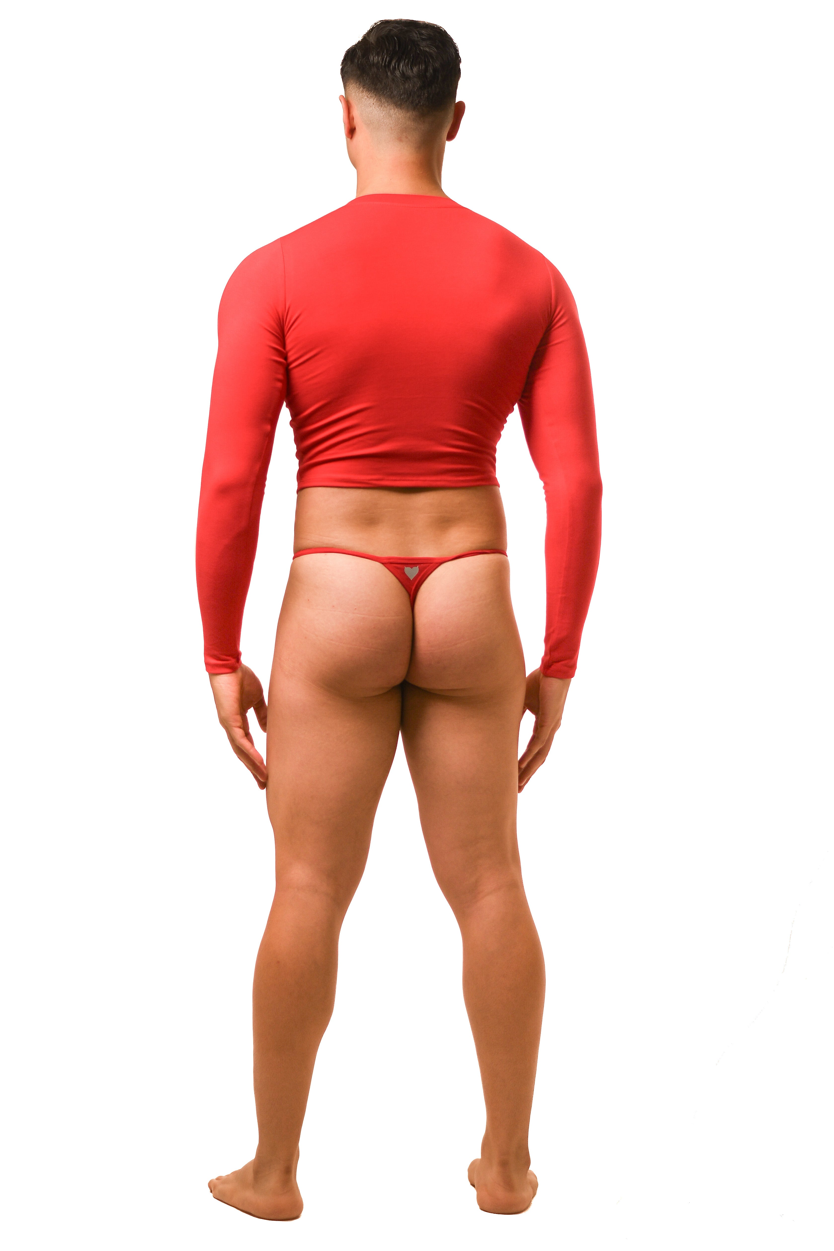 Red Long Sleeve Magnet G-String Set