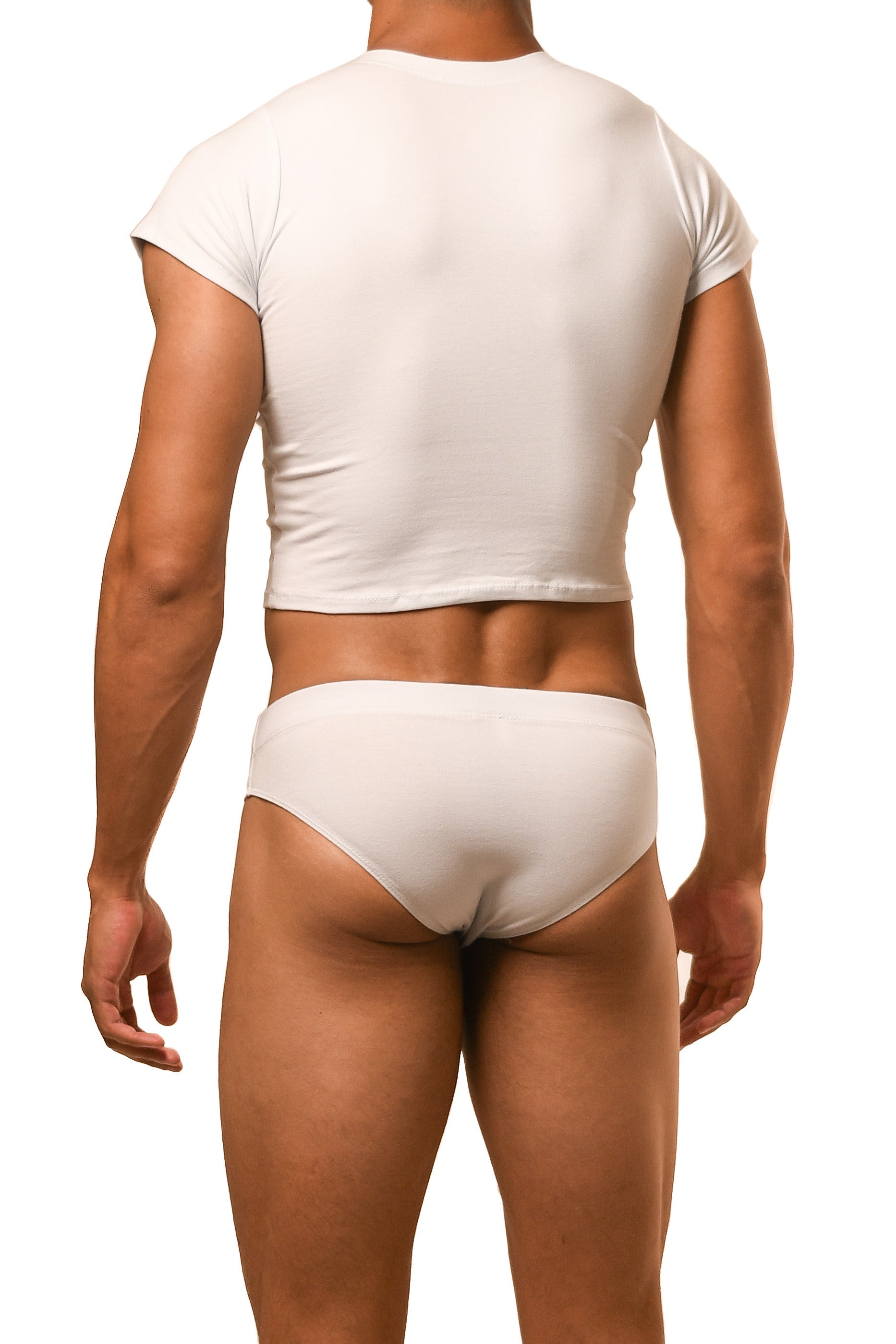 White Magnet Baby Tee Brief Set