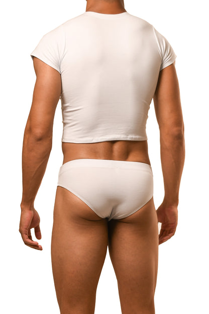 White Magnet Baby Tee Brief Set