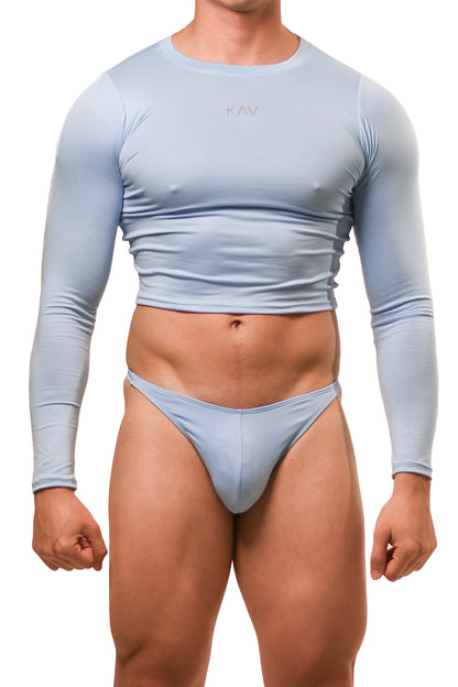 Baby Blue Long Sleeve Magnet Thong Set
