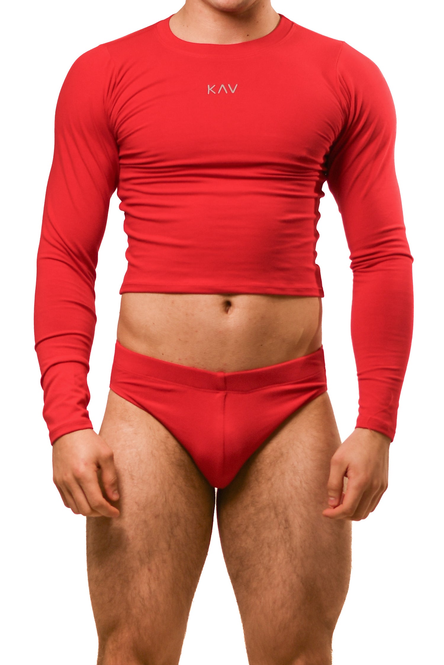 Red Long Sleeve Magnet Brief Set