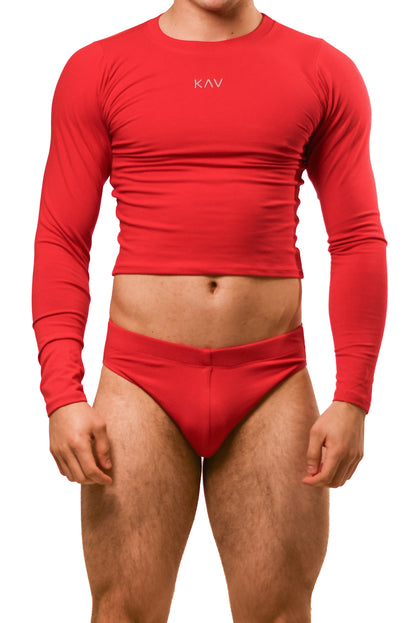 Red Long Sleeve Magnet Brief Set