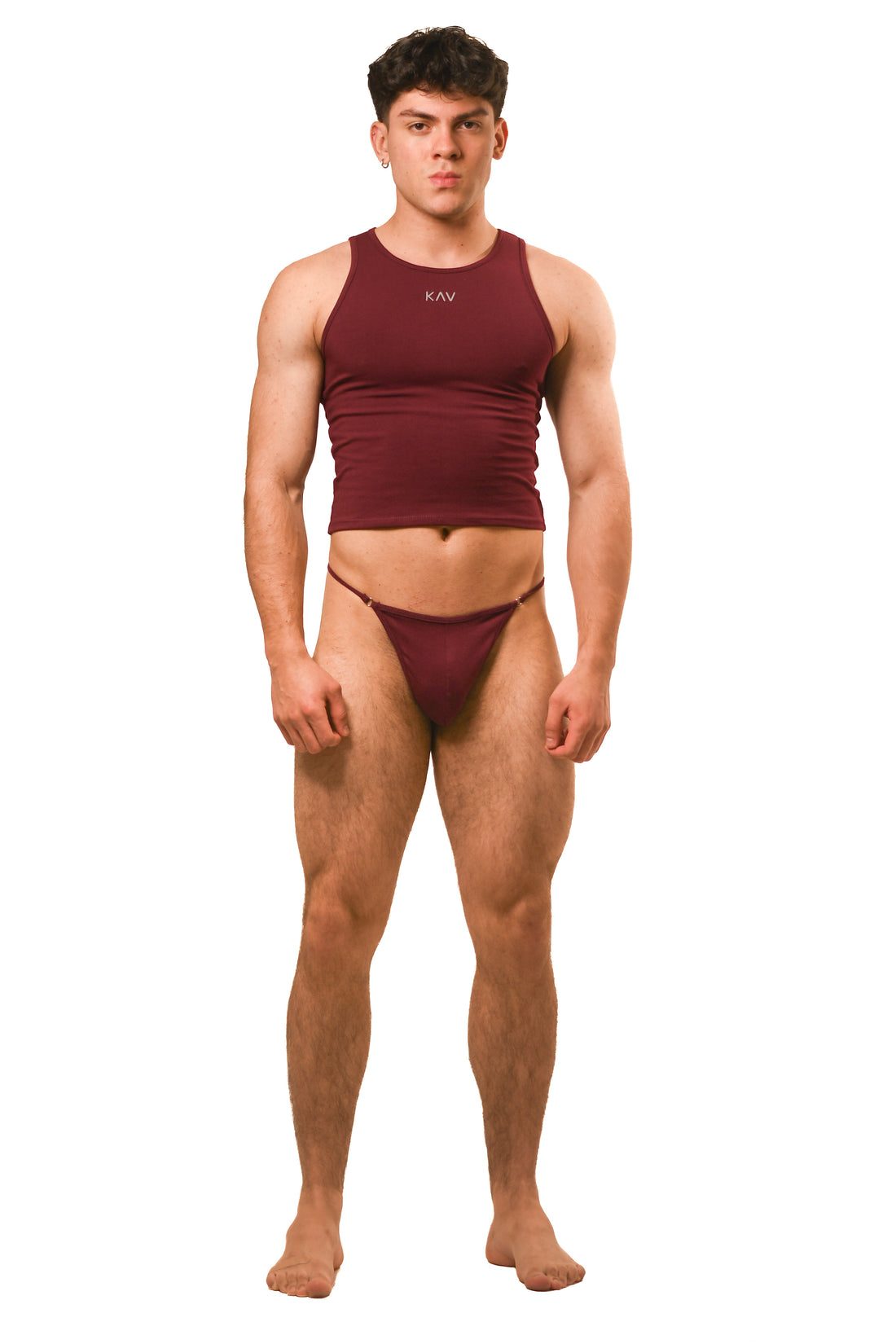 Dark Red Magnet Tank Top G-String Set