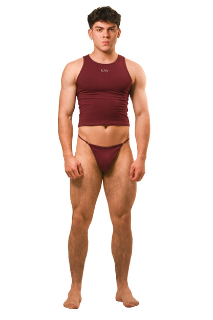 Dark Red Magnet Tank Top G-String Set