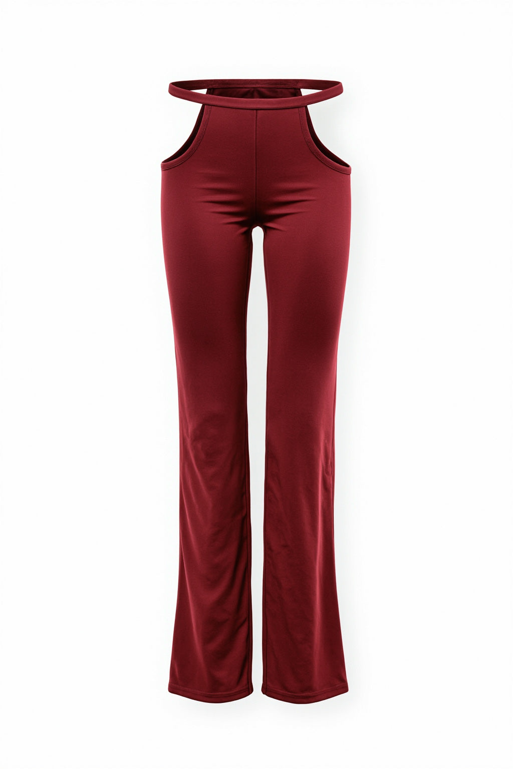 Dark Red Waistband Cutout Leggings