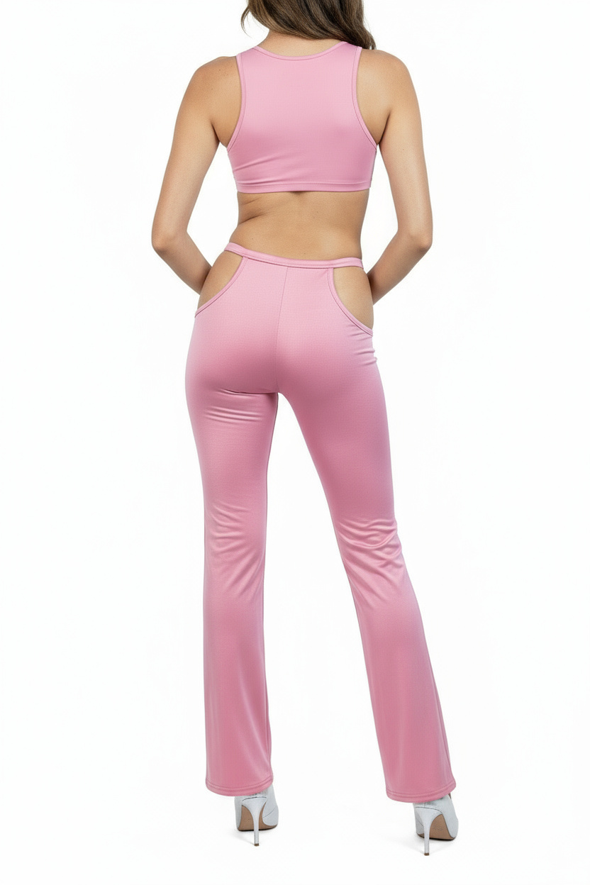Pink Waistband Cutout Leggings