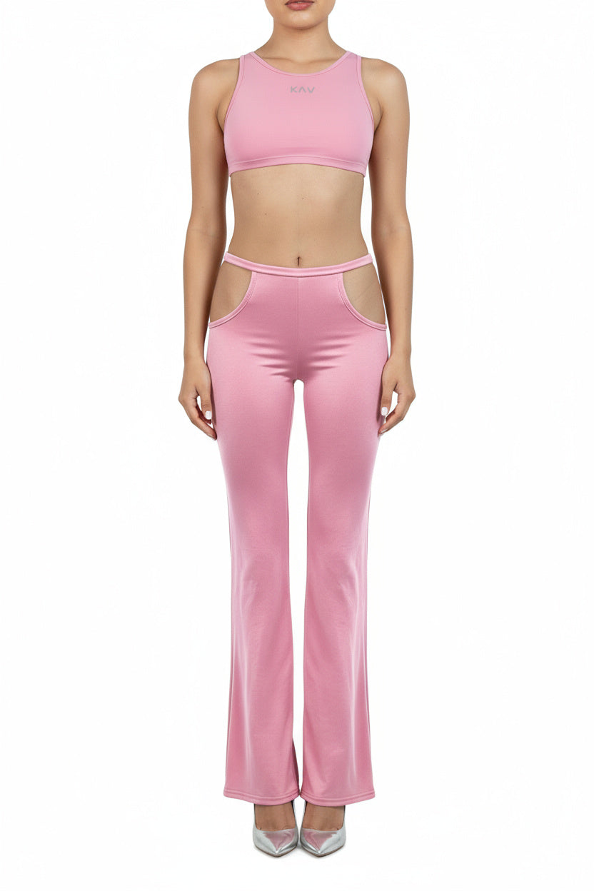 Pink Waistband Cutout Leggings