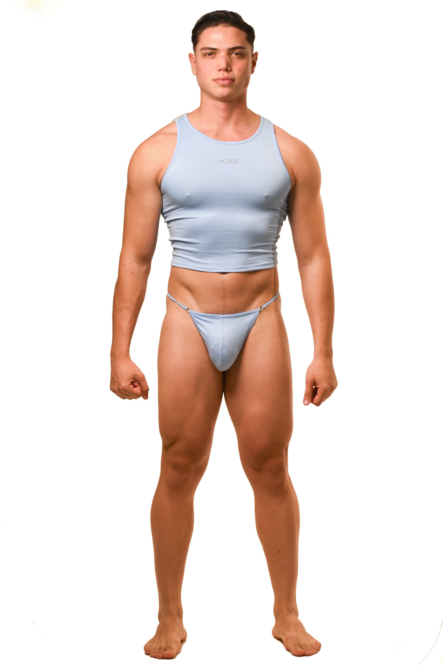 Baby Blue G-String Cotton Jersey Tank Set