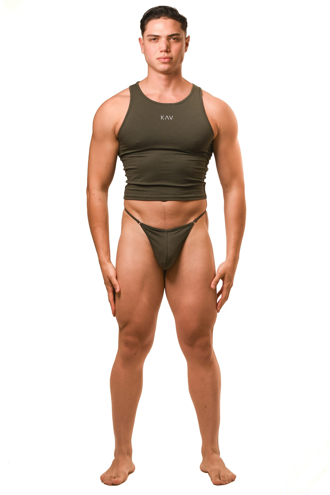 Dark Green Magnet Tank Top G-String Set