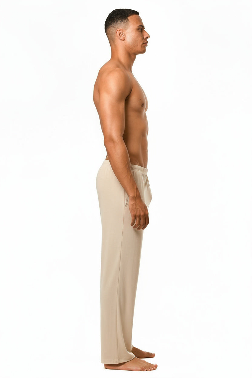 Beige Cotton Jersey Loose Pant
