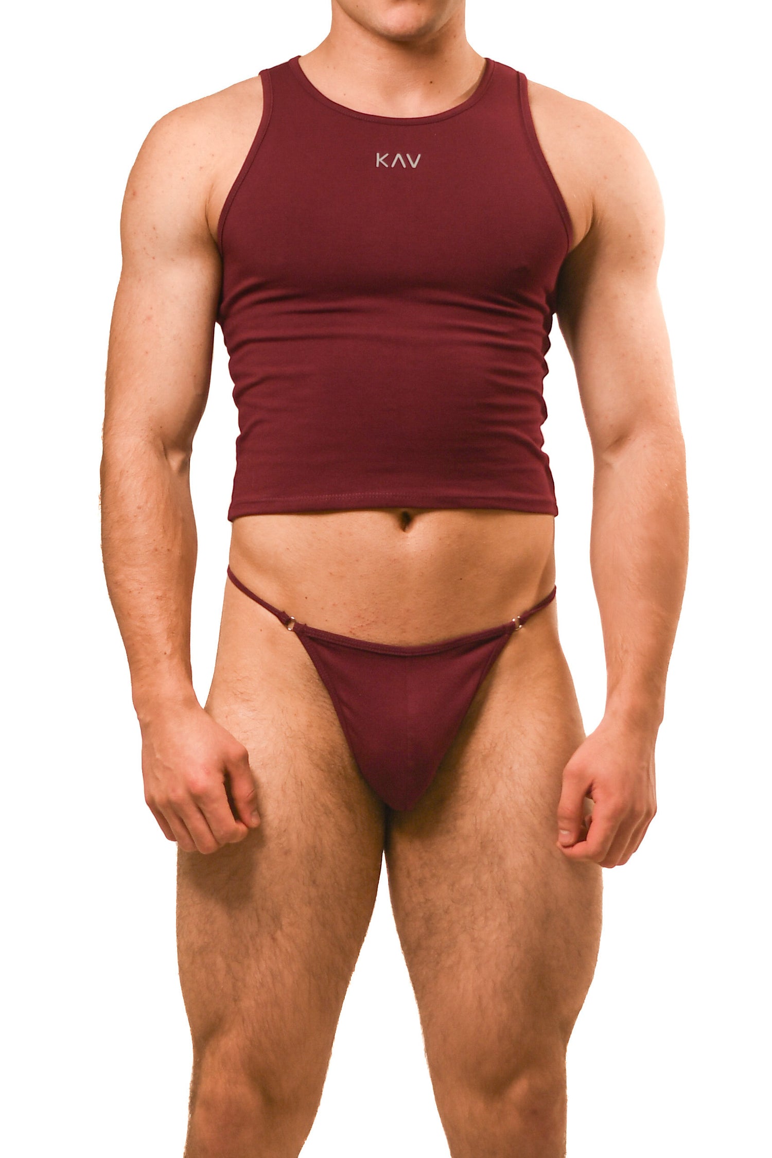Dark Red Magnet Tank Top G-String Set
