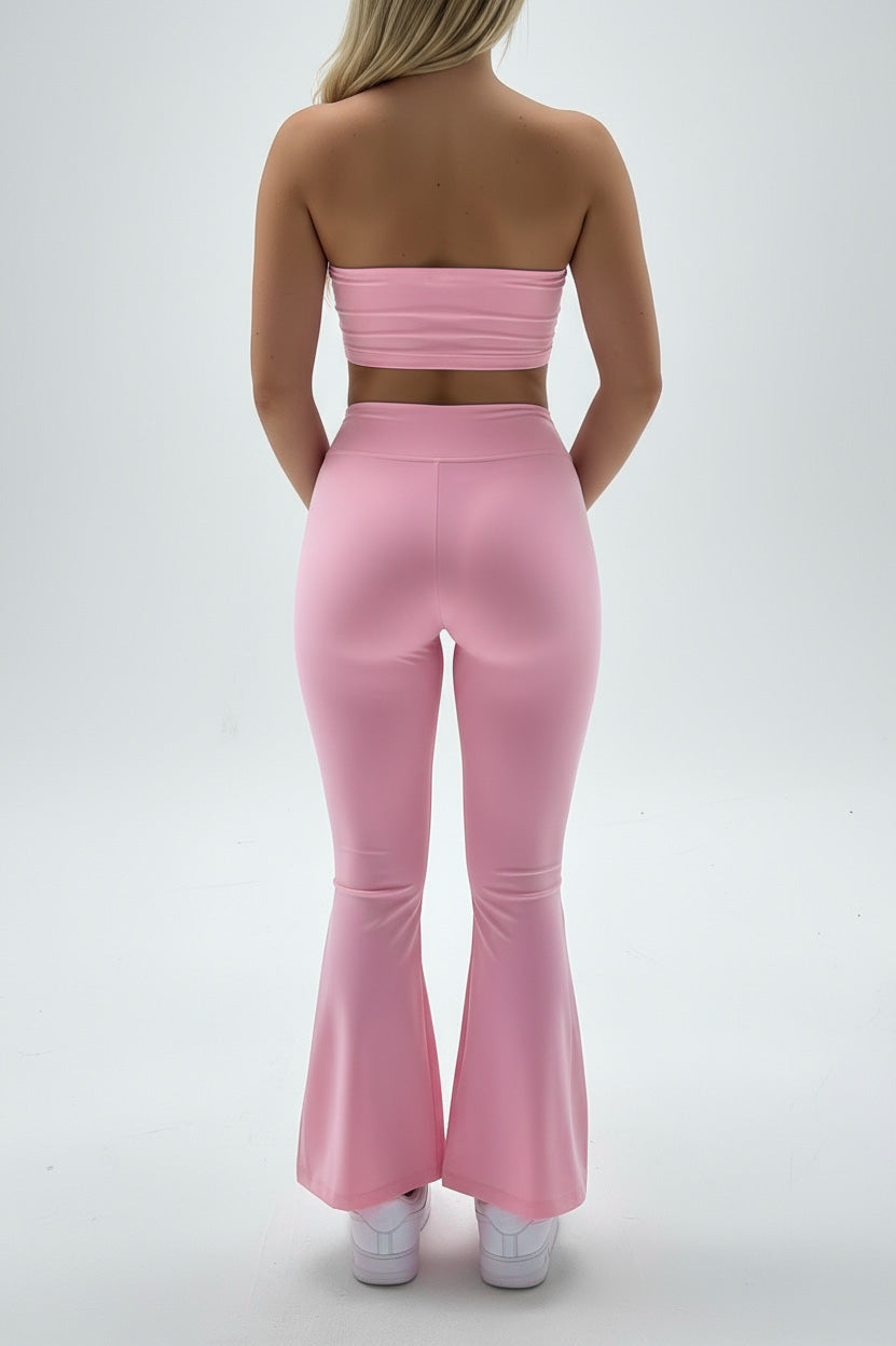 Pink Seamless Straight-Cut Cotton Jersey Leggings