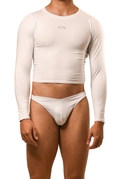 White Long Sleeve Magnet Thong Set