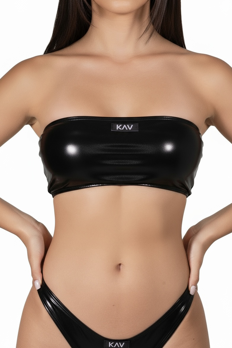 Metallic Black Tube Bikini