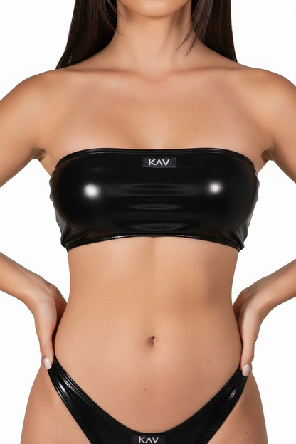 Metallic Black Tube Bikini