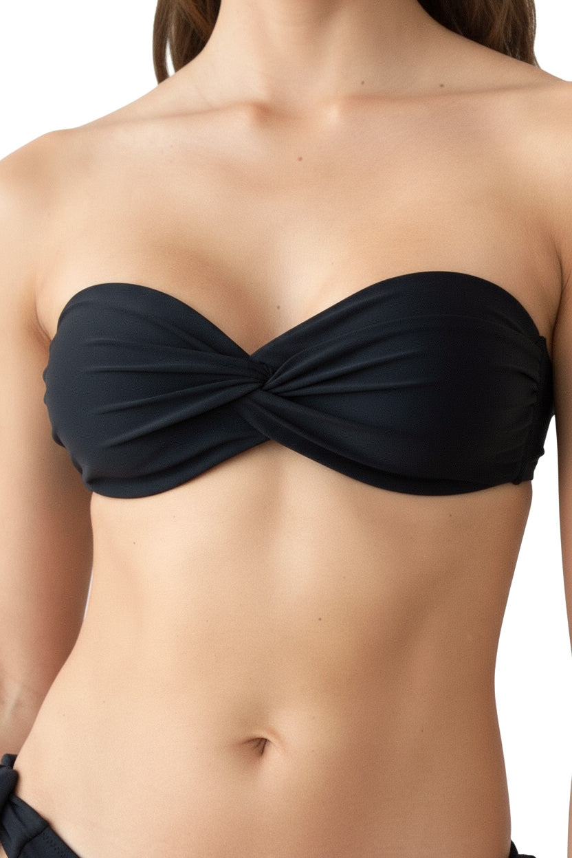 Black Tie Strapless Bikini Top