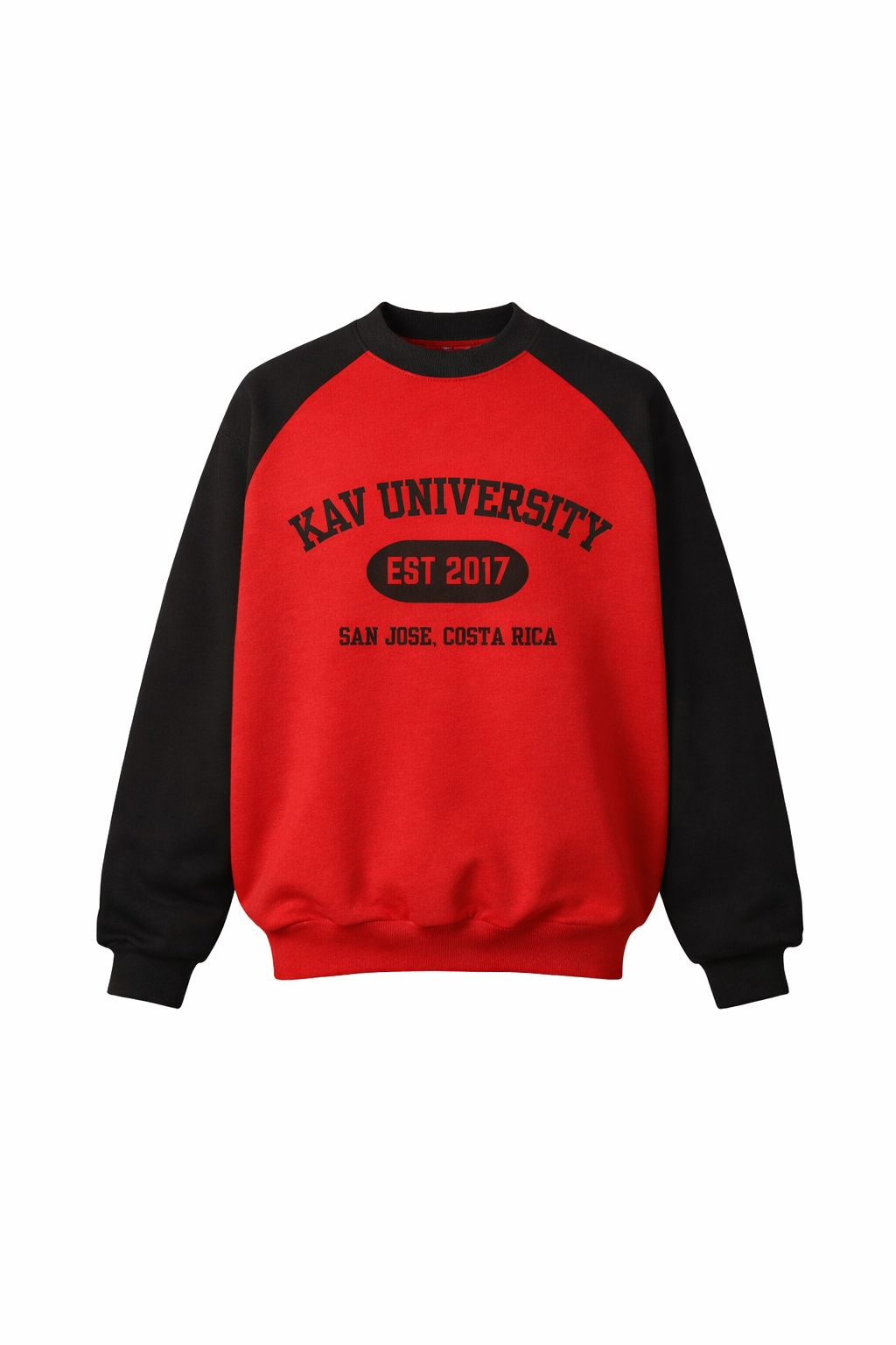 Red Raglan University Sweater
