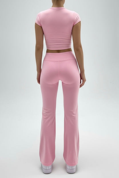 Pink Basic Straight-Cut Cotton Jersey Leggings