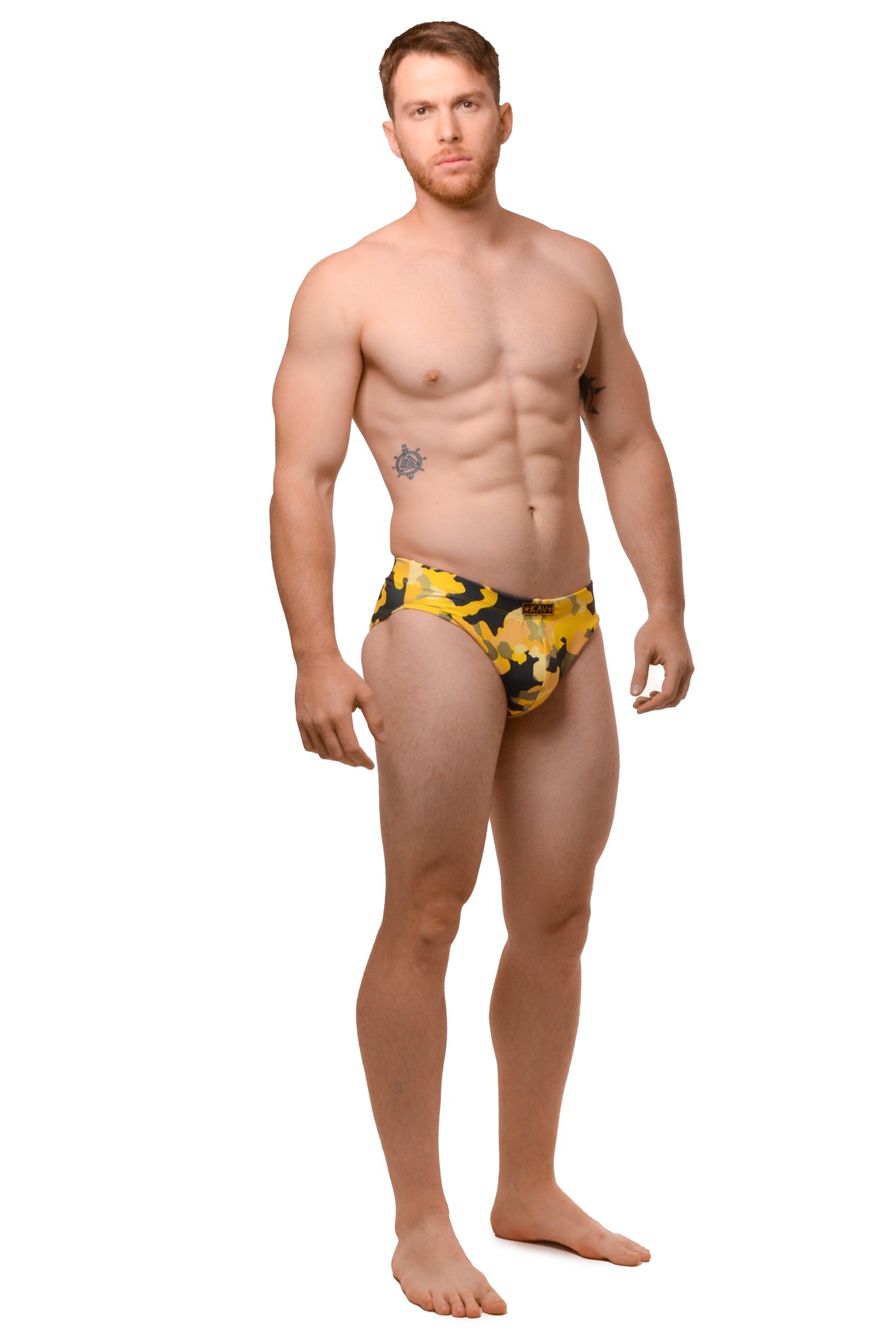 Yellow Camo Minimal Swim Brief