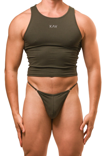 Dark Green Magnet Tank Top G-String Set