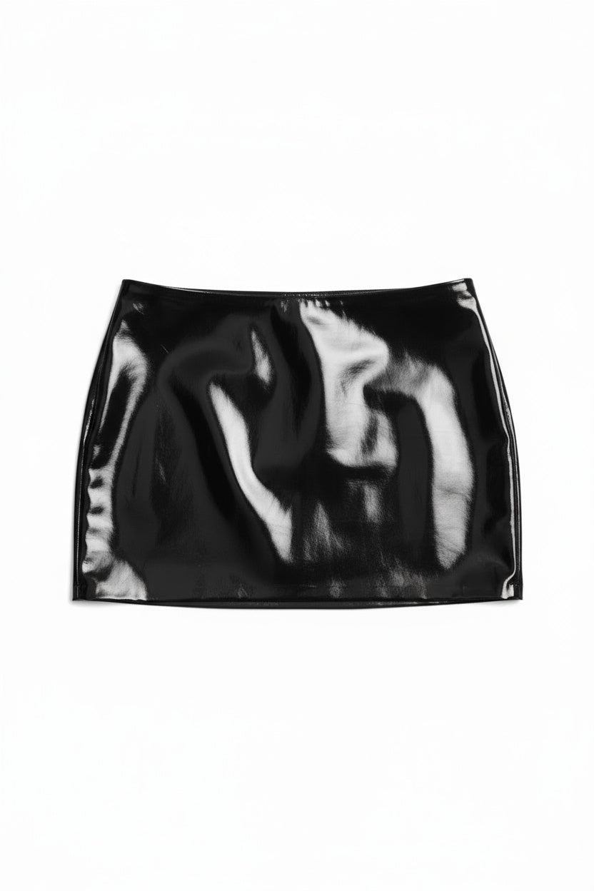 Black Latex Mini Skirt