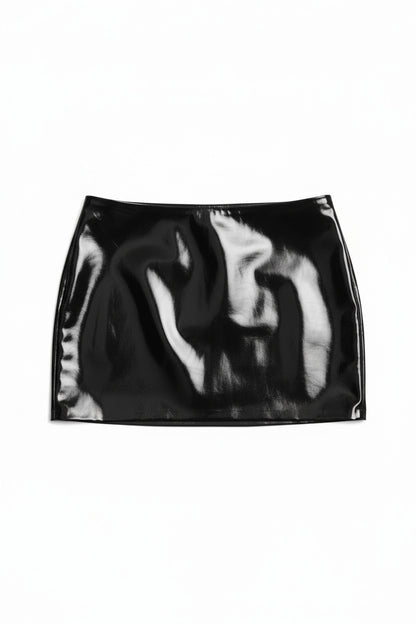 Black Latex Mini Skirt