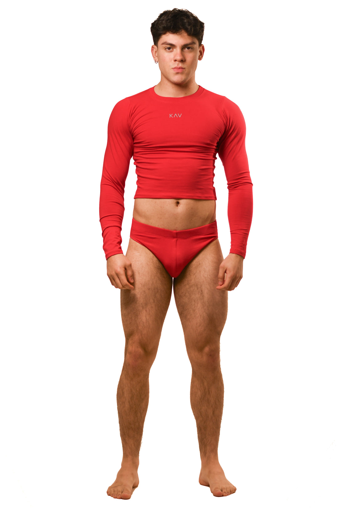 Red Long Sleeve Magnet Brief Set