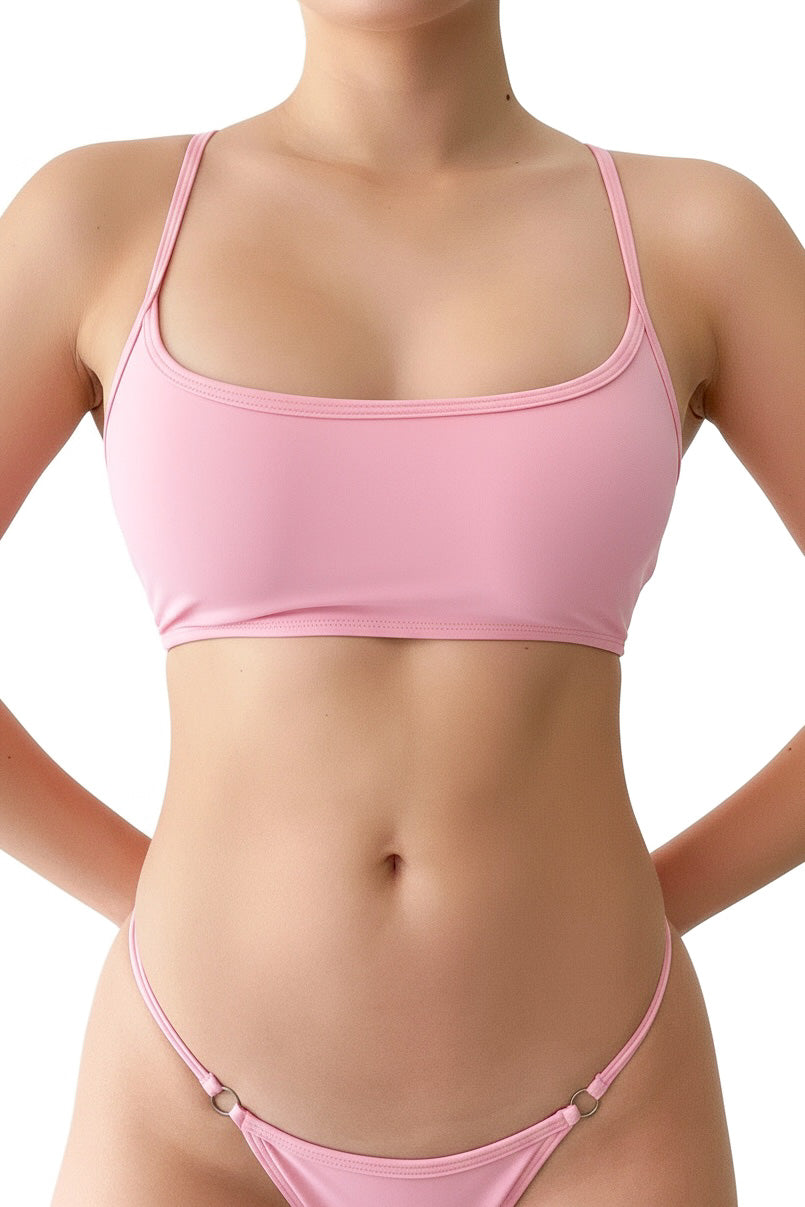 Pink Scoop Bikini Top